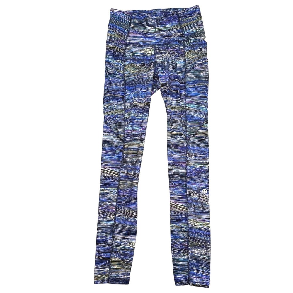Lululemon Fast Free Tight II Women's 4 Interconnect Blue Multi Nulux Leggings 25